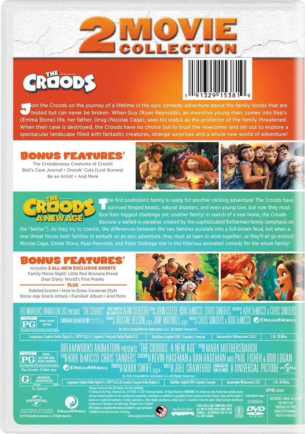 Back. The Croods: 2 Movie Collection [DVD].