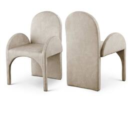 Meridian Furniture - Summer Stone Velvet Dining Arm Chair, Set of 2 - Gray