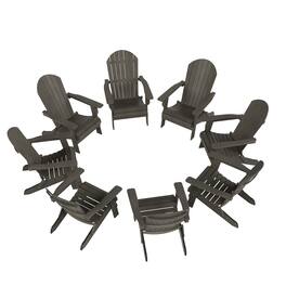 WestinTrends - Tuscany HIPS Outdoor Folding Adirondack Seashell Chair (Set of 8) - Charcoal Gray