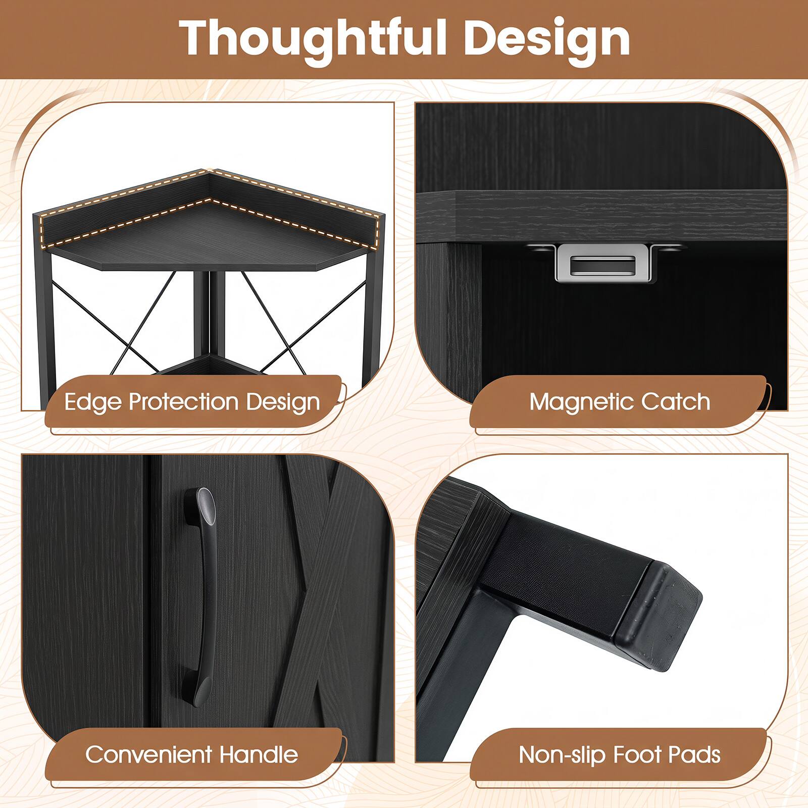 Thoughtful Design

- Edge Protection Design
- Magnetic Catch
- Convenient Handle
- Non-slip Foot Pads