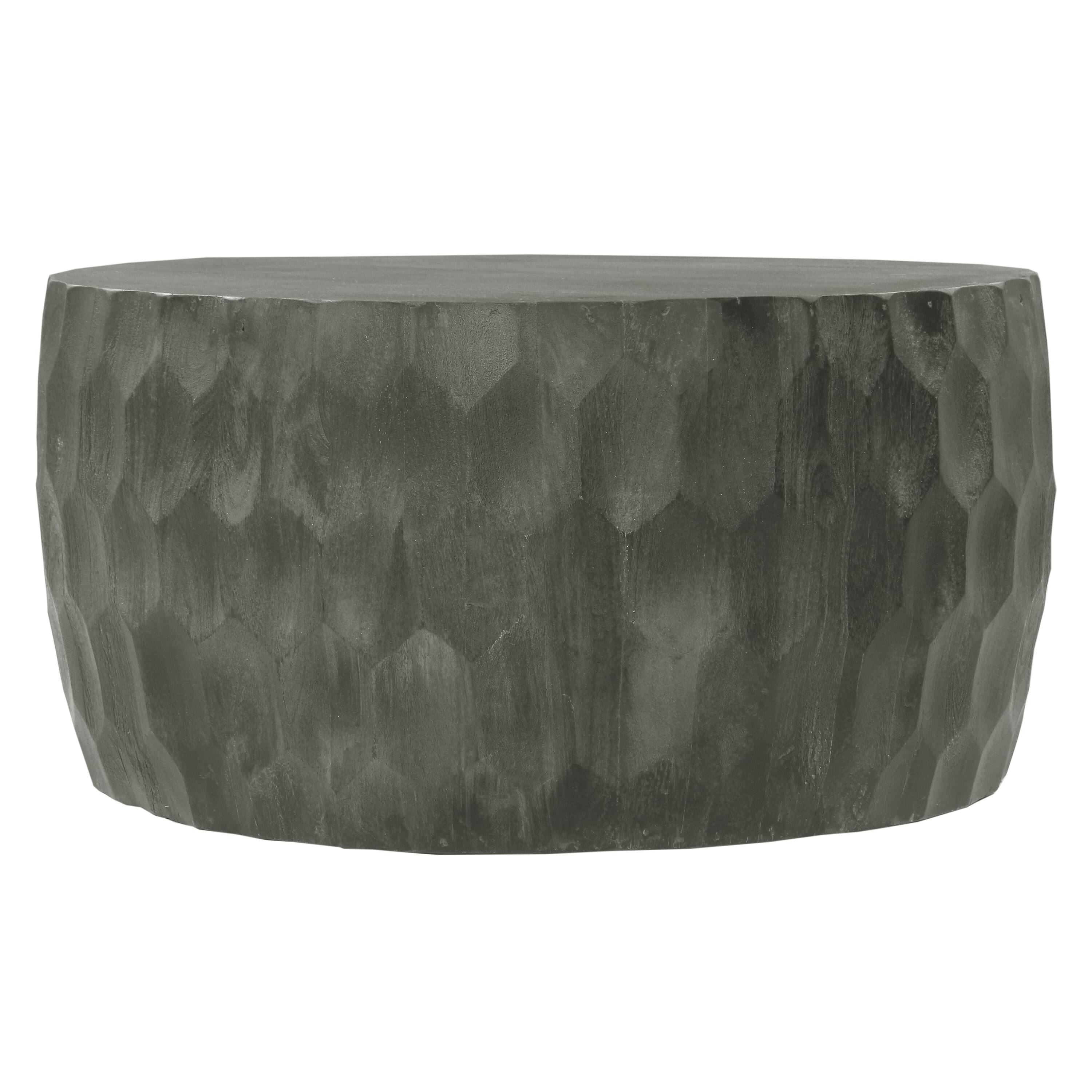 Alt View 1. Manhattan Lane - Val 34 Inch Handcrafted Mango Wood Coffee Table, Hammered Round Drum Shape, Honeycomb, - Gray.