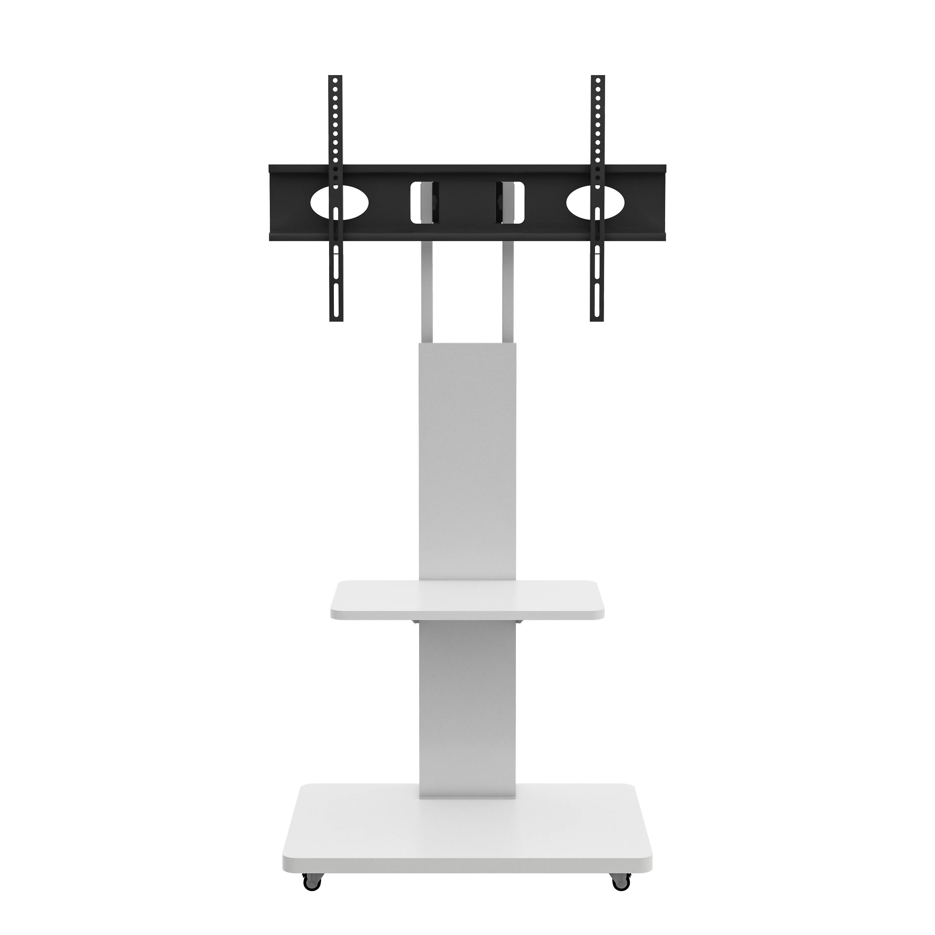 Alt View 7. Z-Edge - Rolling TV Stand with Shelf Storage for 32-75 Inch TVs, Height Adjustable Mobile TV Cart for Living Room, Offices - White.