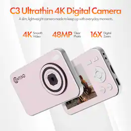 Contixo - C3 4K Ultrathin 48MP 4K 16X Digital Zoom Digital Camera - Pink