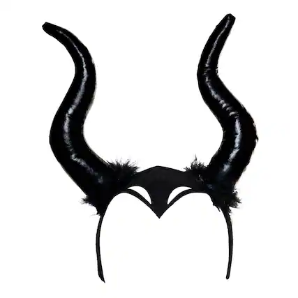 Front. Underwraps - Evil Queen Headband with Attached Horns Adult Costume Accessory - Black.