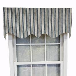 RLF Home - Luxurious Modern Design Classic Brunswick Stripe Regal Style Window Valance 50" x 17" - Denim