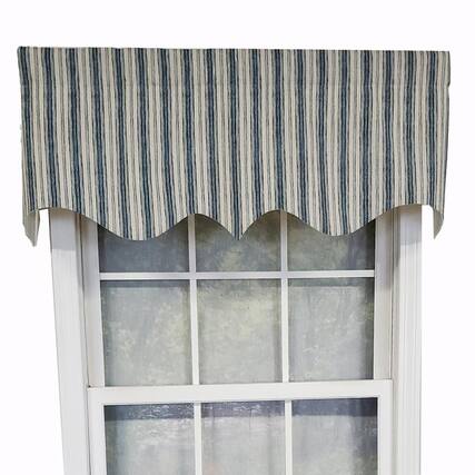 Front. RLF Home - RLF Home Luxurious Modern Design Classic Brunswick Stripe Regal Style Window Valance 50" x 17" Denim - Denim.