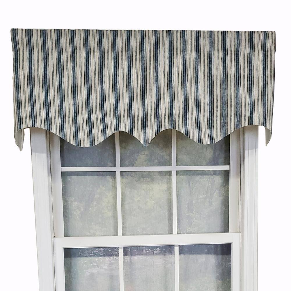 Front. RLF Home - RLF Home Luxurious Modern Design Classic Brunswick Stripe Regal Style Window Valance 50" x 17" Denim - Denim.