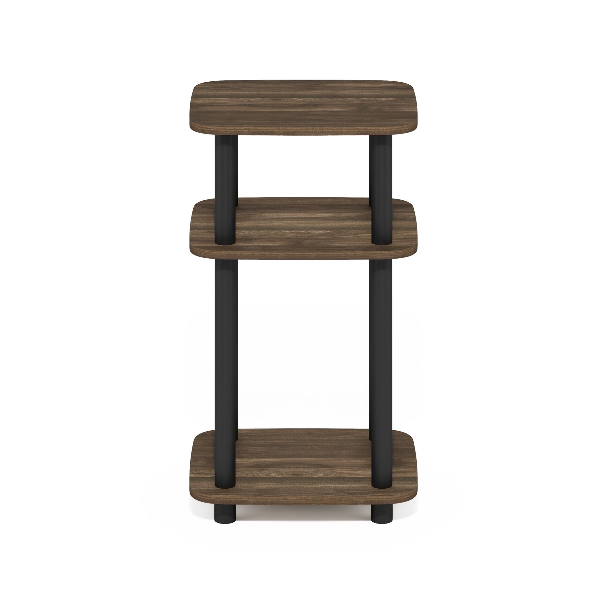 Alt View 6. Furinno - JUST Night Stand, 3-Tier Turn-N-Tube Nightstand with Open Shelf, Round Curve Corner Side Table, End Table, Easy Assembly - Columbia Walnut/Black.