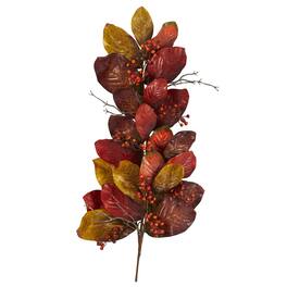 BreeBe - 36" Autumn Magnolia Leaf with Berries Artificial Tear Drop - Multi