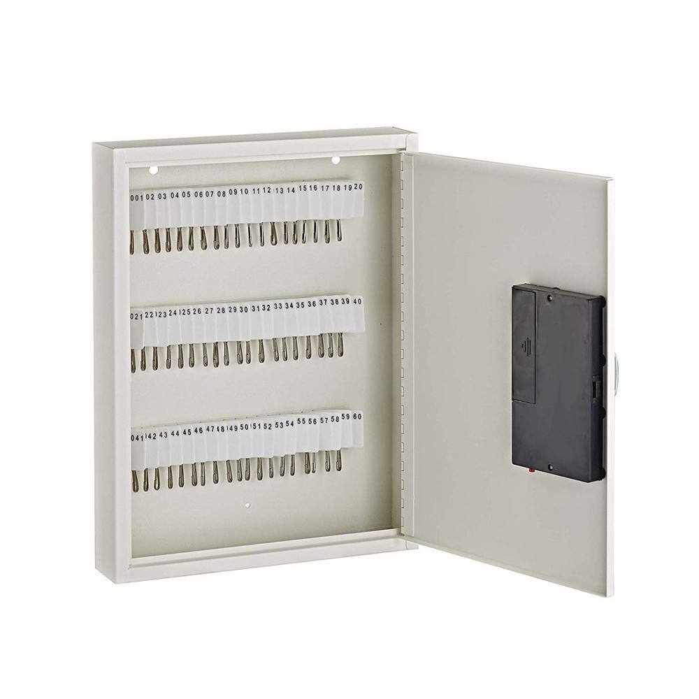 Back. AdirOffice - Steel Digital Key Cabinet, 60-Key Capacity with Programmable Lock - White.