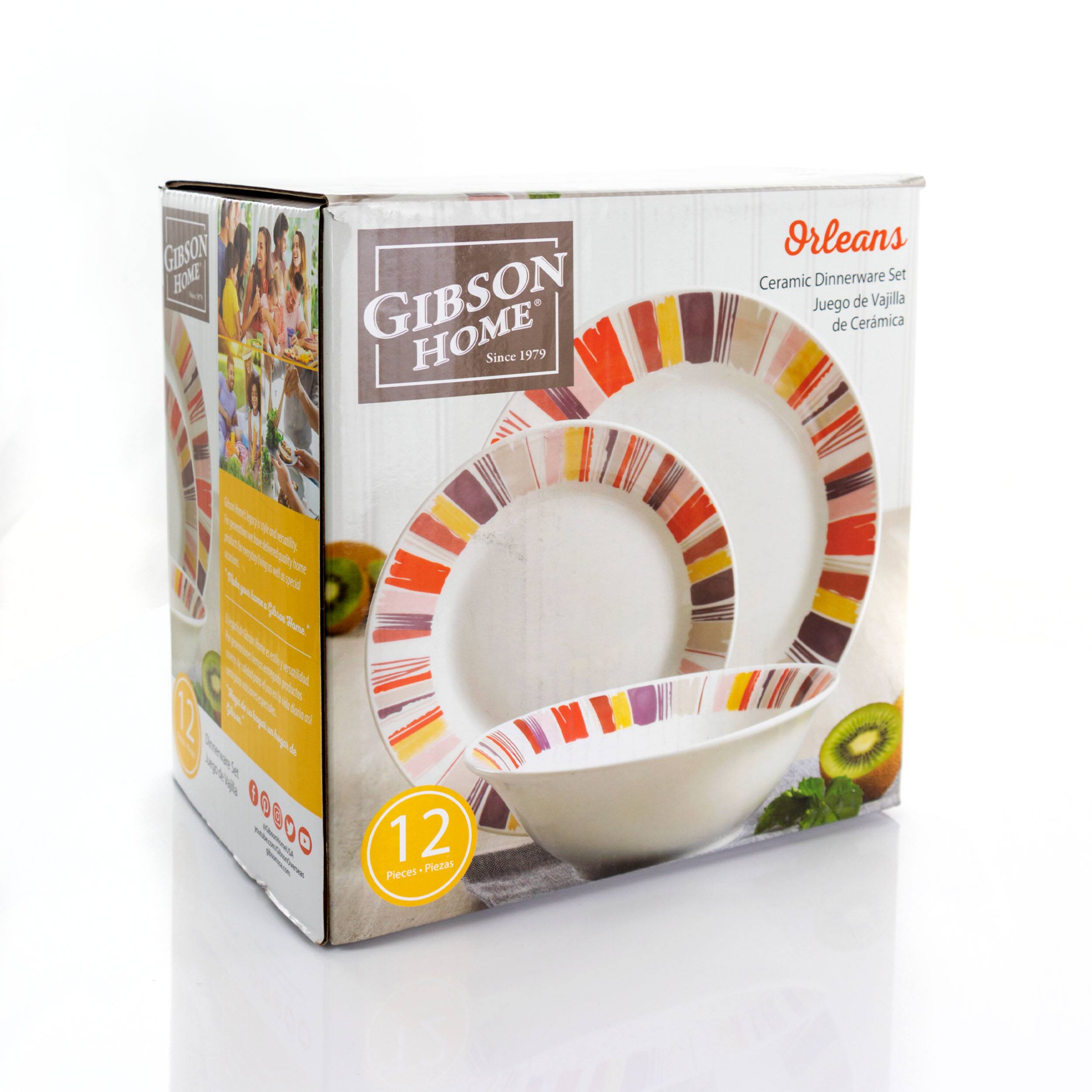 GIBSON HOME Since 1979 Orleans Ceramic Dinnerware Set Juego de Vajilla de Cerámica 12 Pieces - Piezas