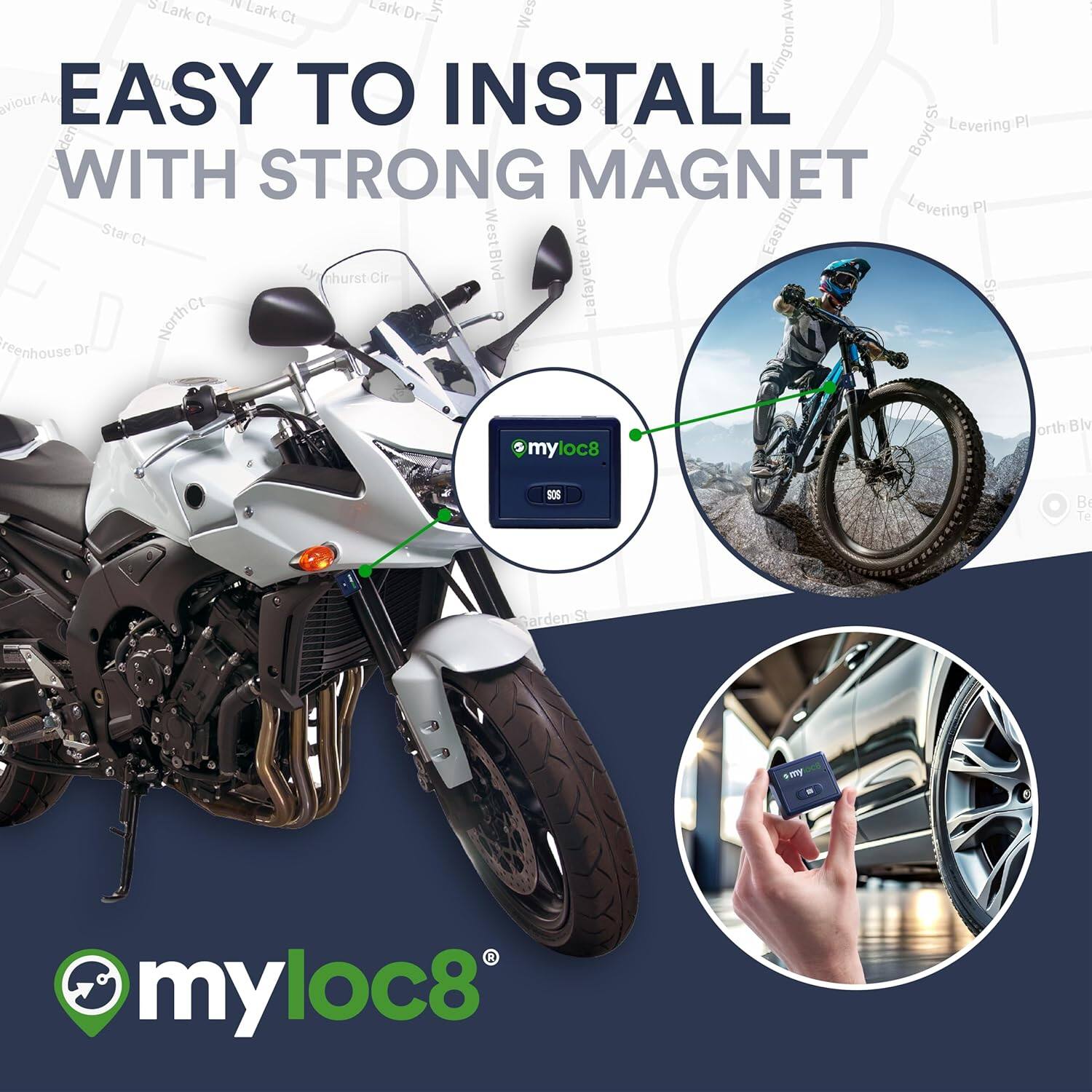 EASY TO INSTALL WITH STRONG MAGNET

myloc8