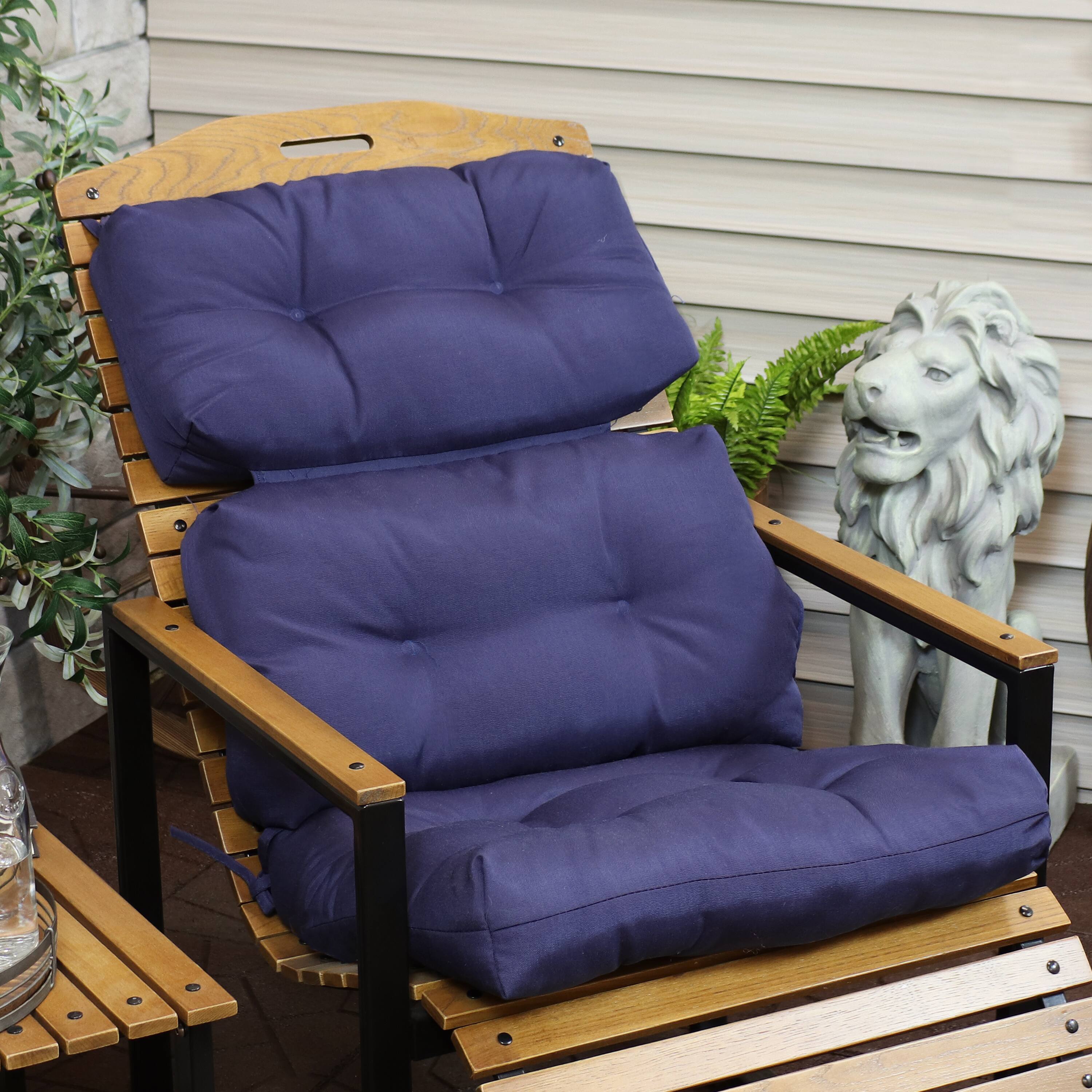 Alt View 3. Sunnydaze - Indoor/Outdoor Olefin Tufted High-Back Chair Cushion - Blue.