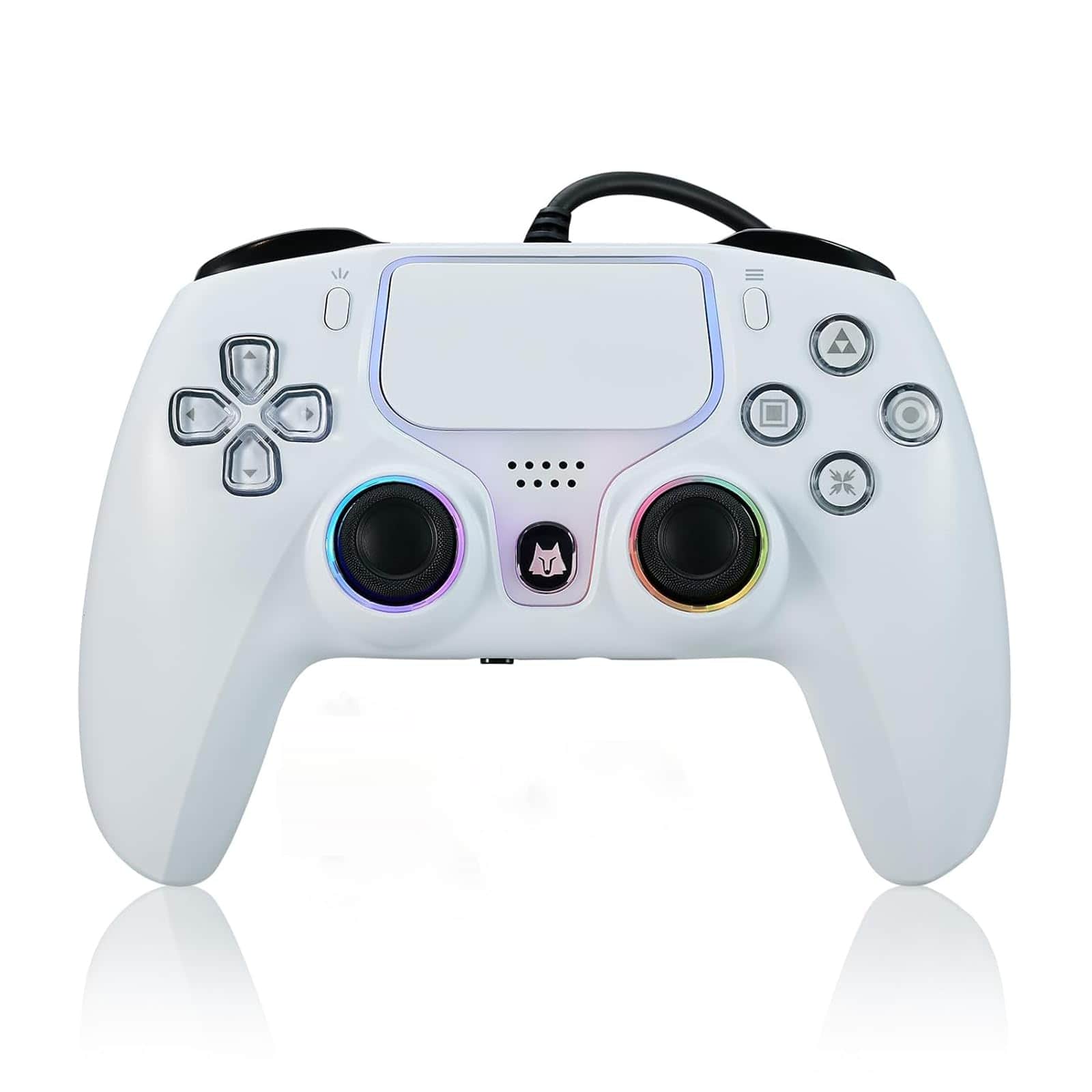 HM 1810 - Wired Ps5 Controller For 5 Pc Ps4 Usb Gamepad Joystick Windows 7/8/10 Laptop Steam - Hall Effect Trigger Dual - White