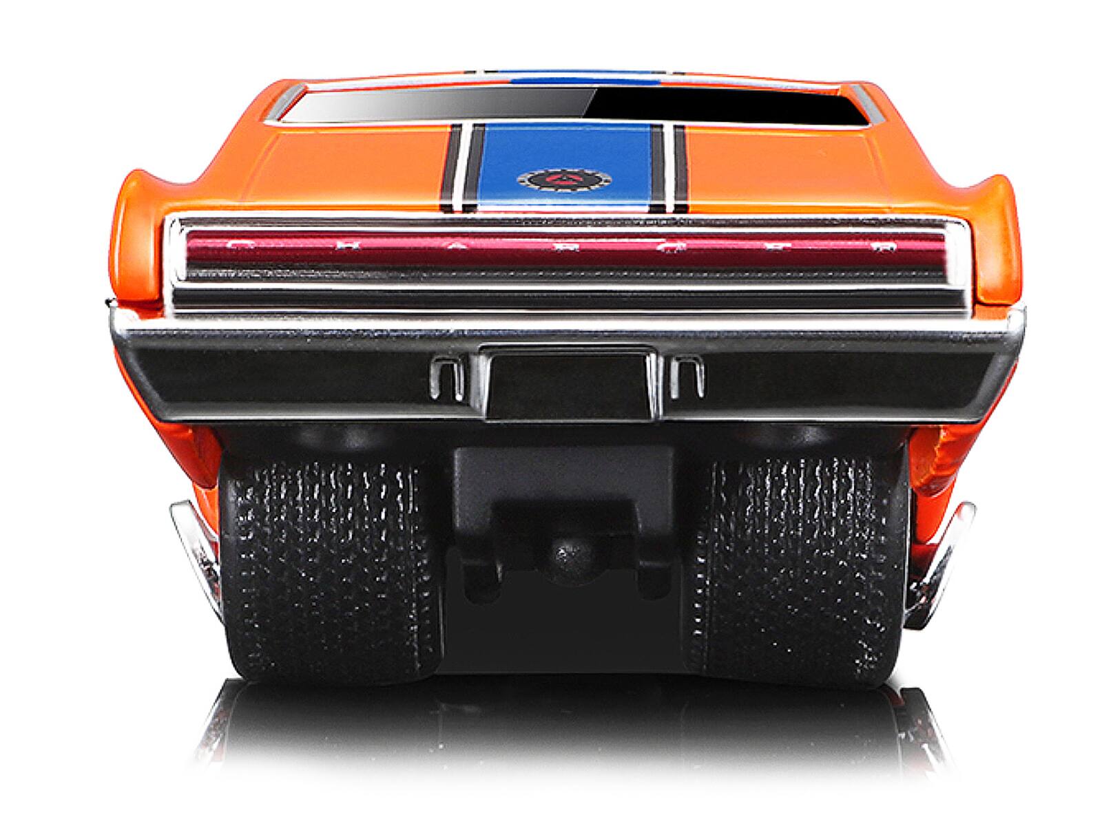 Alt View 4. Muscle Machines - 1966 Dodge Charger 426 C.I. Orange with Blue Stripe 1/64 Diecast Model Car by Muscle Machines.
