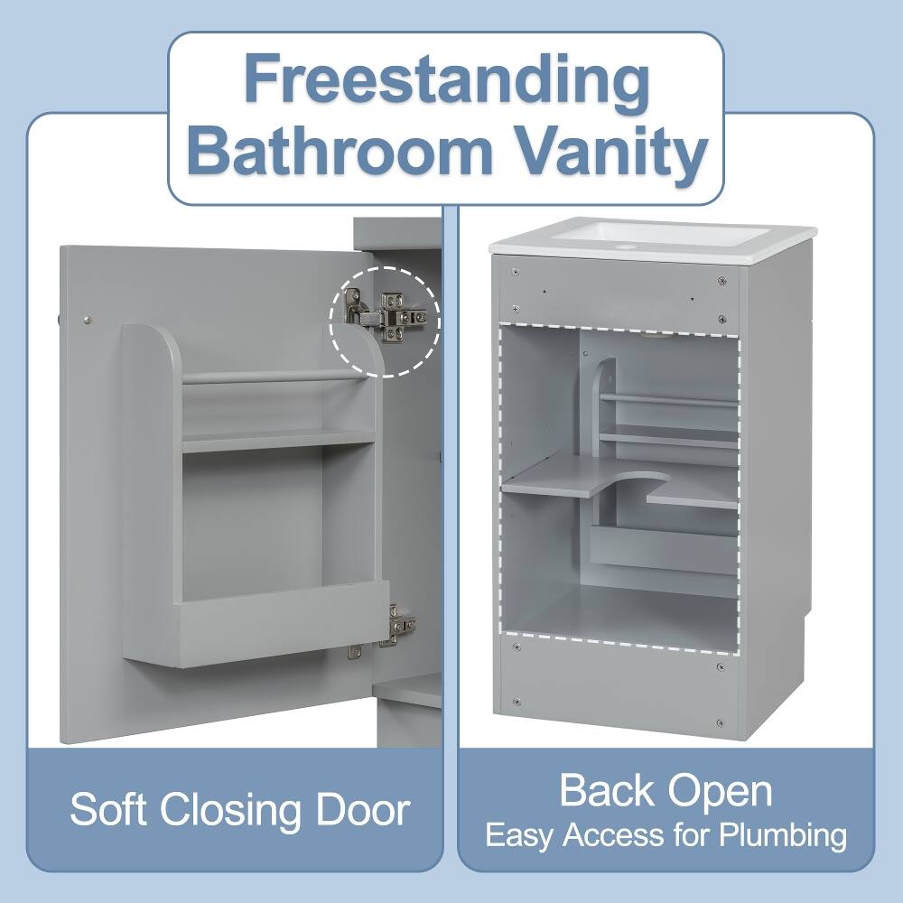 Freestanding Bathroom Vanity

- Soft Closing Door
- Back Open Easy Access for Plumbing
