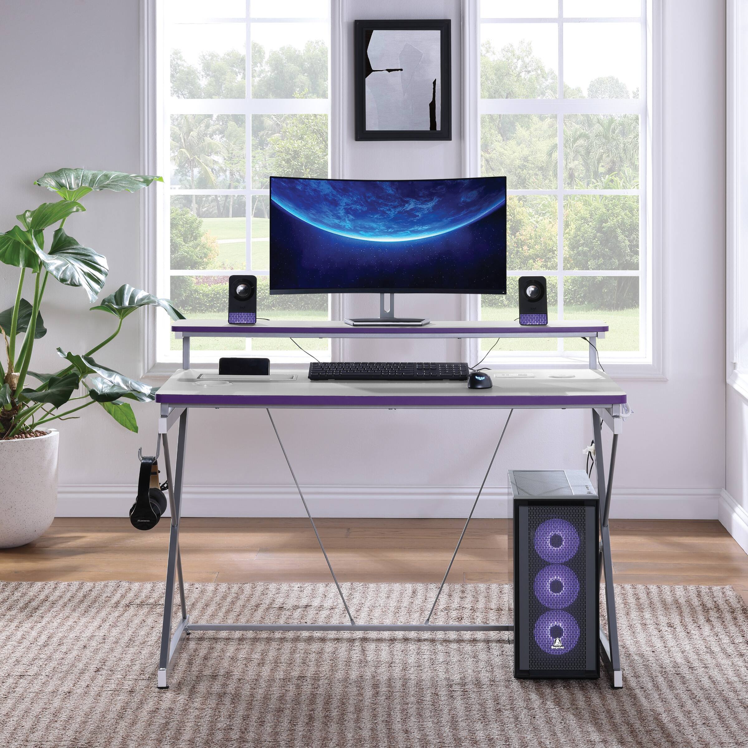 Alt View Zoom 14. OSP Home Furnishings - Emulator Gaming Desk - Purple / Carbon.