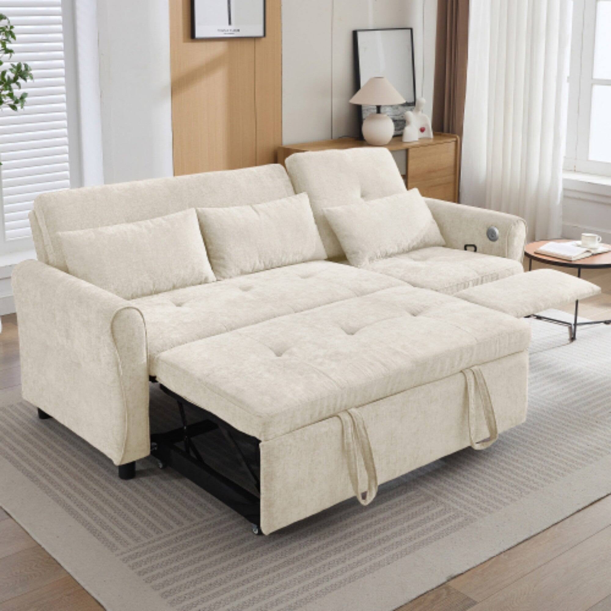 Alt View 3. Boyel Living - 2-in-1 Sofa 82 inch Three-seater Sofa with a Sofa Bed and a Reversible Recliner Sofa for Living Room Beige - Beige.