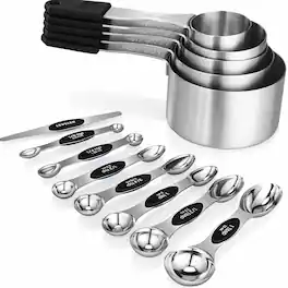Giantpower - Magnetic Measuring cups and spoons Set Kitchen Gadgets for Cooking Baking - Black