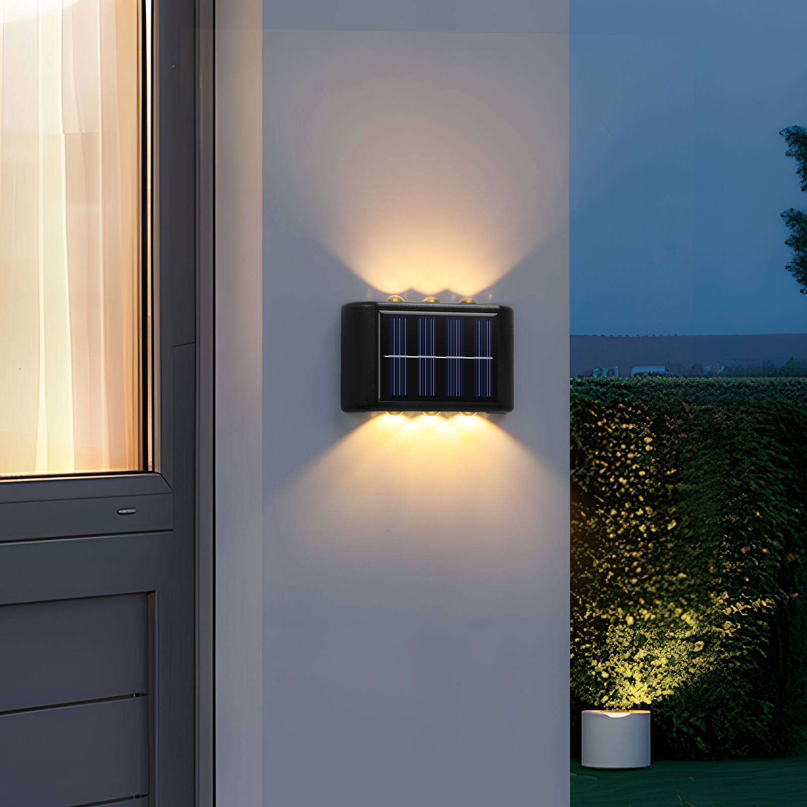 Angle. Oumilen - 6-Pack Solar Wall Washer Lights 3.5In Solar Panel 6LED Warm Light IP54 Waterproof Outdoor Lights.