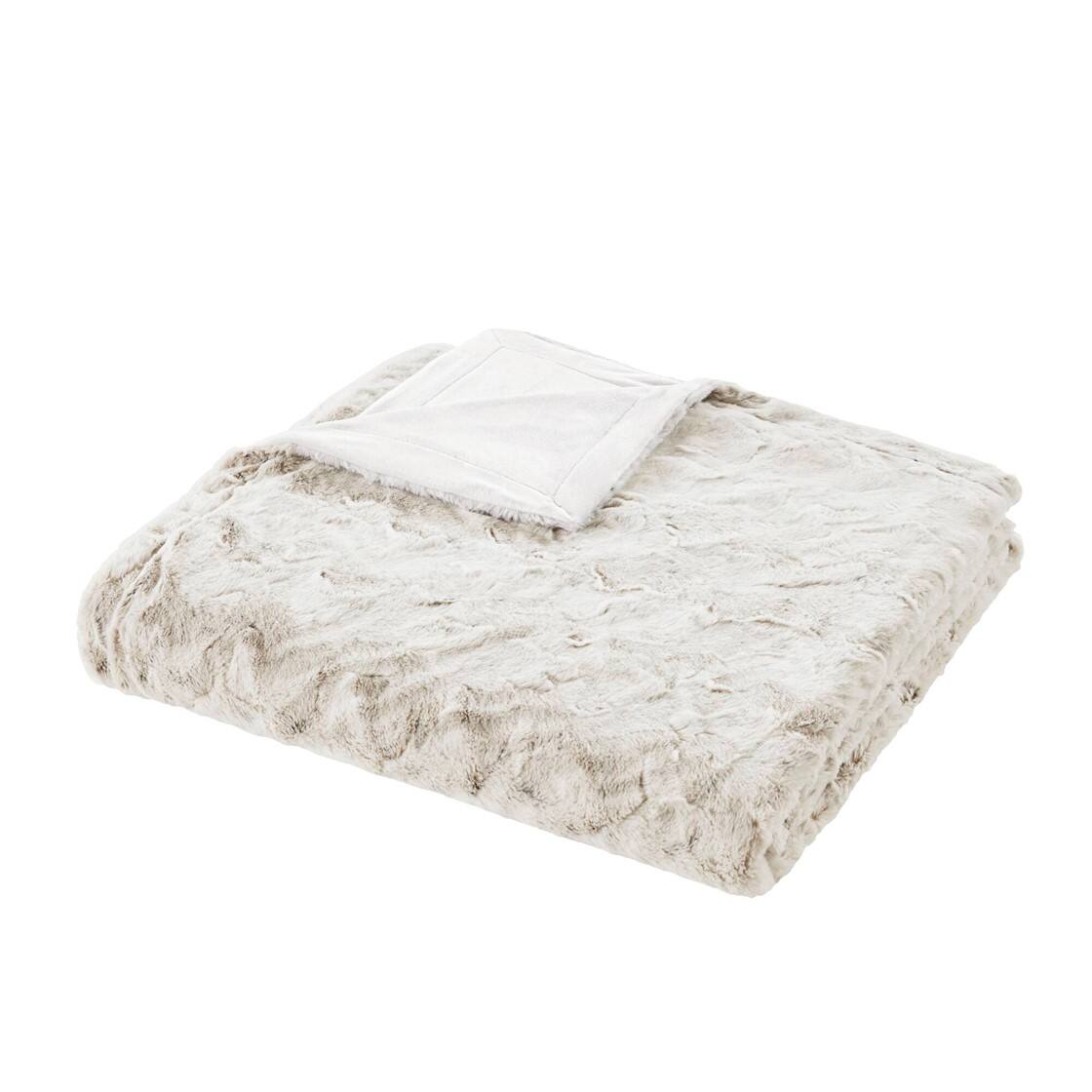 Front. Gracie Mills - Alaina Faux Fur Throw - Grey.