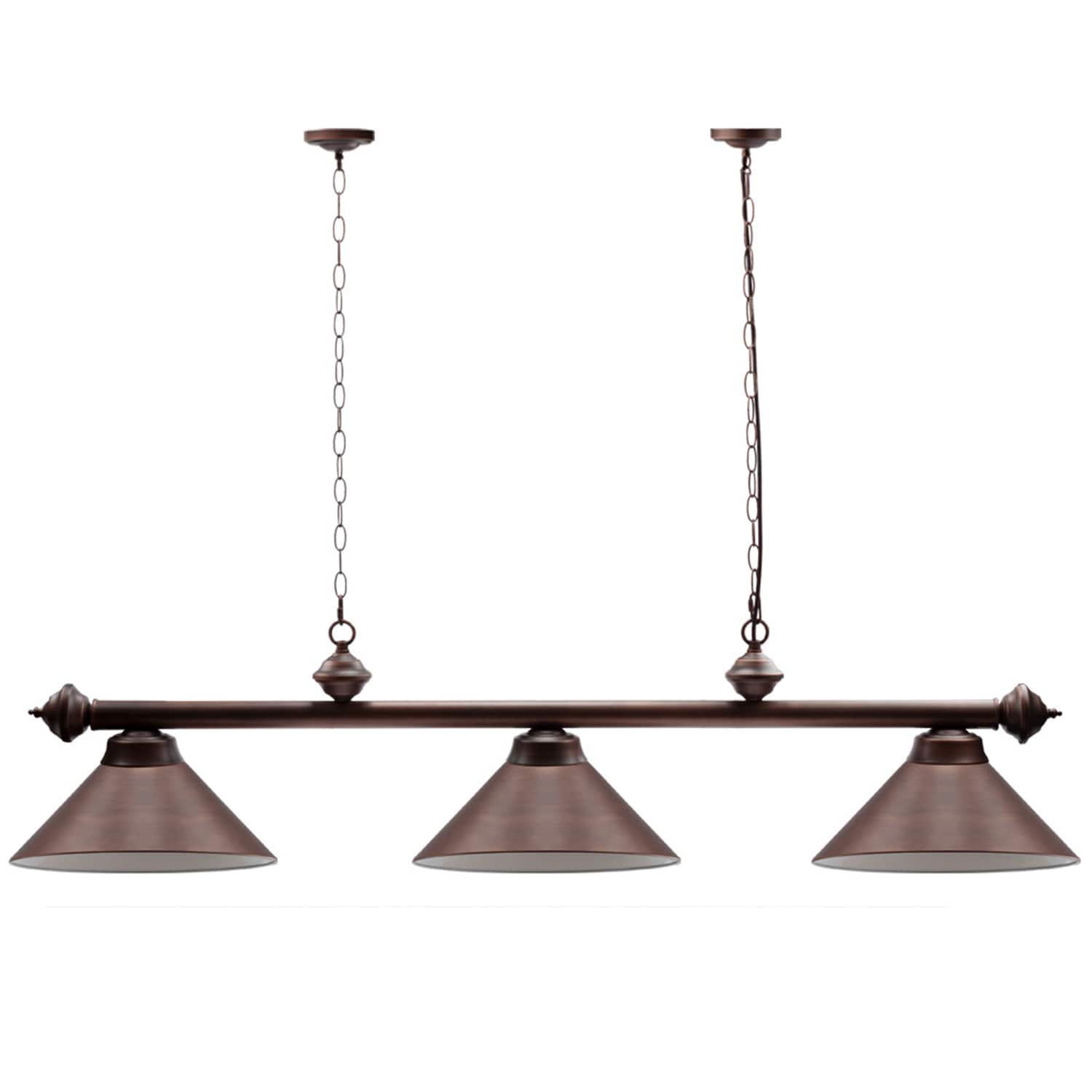 GSE Games & Sports Expert - 56" Metal Hanging Billiard Lights with 3 Metal Lamp Shades for Billiards Room - Oil Rubbed Bronze - Oil-Rubbed Bronze