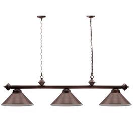 GSE Games & Sports Expert - 56" Metal Hanging Billiard Lights with 3 Metal Lamp Shades for Billiards Room - Oil Rubbed Bronze - Oil-Rubbed Bronze