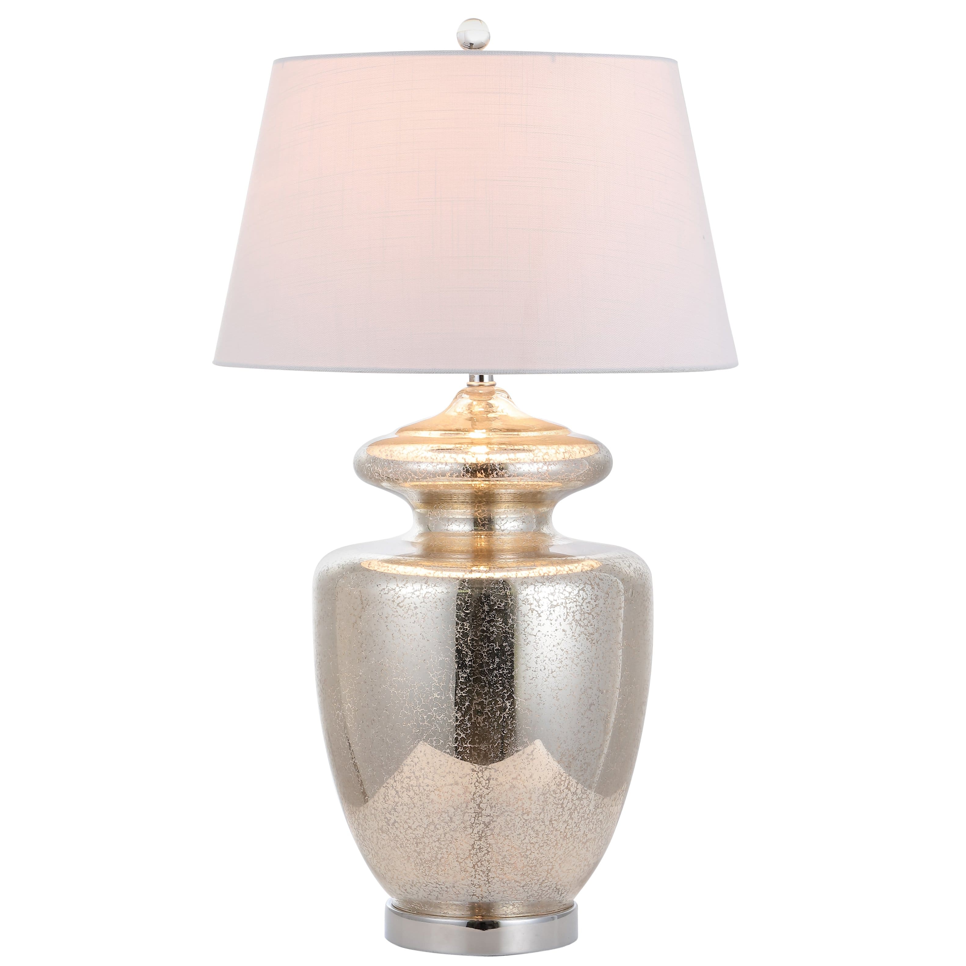 Jonathan Y - Hughes 31" Glass LED Table Lamp, Mercury Glass - Mercury Silver/Ivory