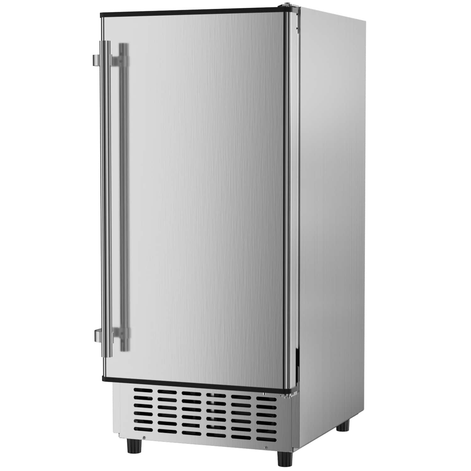 Coolake - 15 Inch Wide Under-Counter Ice Maker- 80lbs/Day Built-in Freestanding Ice Machine with 25lbs Storage Bin - Silver