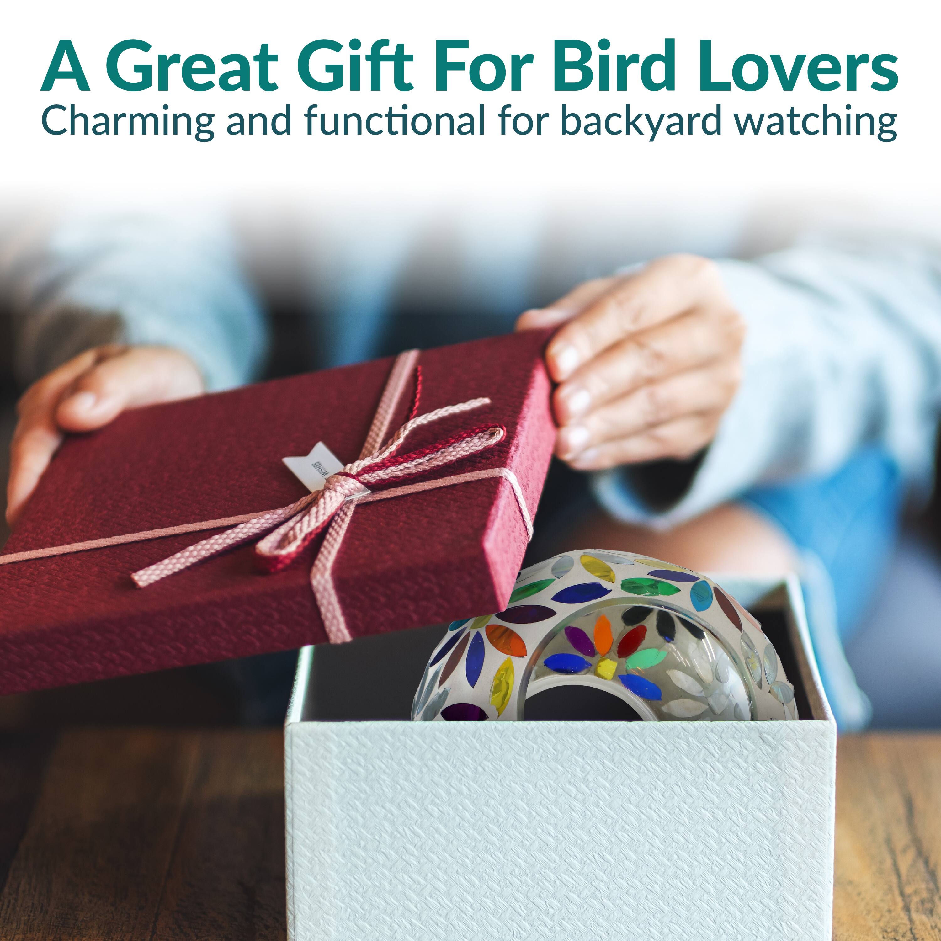 A Great Gift For Bird Lovers  
Charming and functional for backyard watching