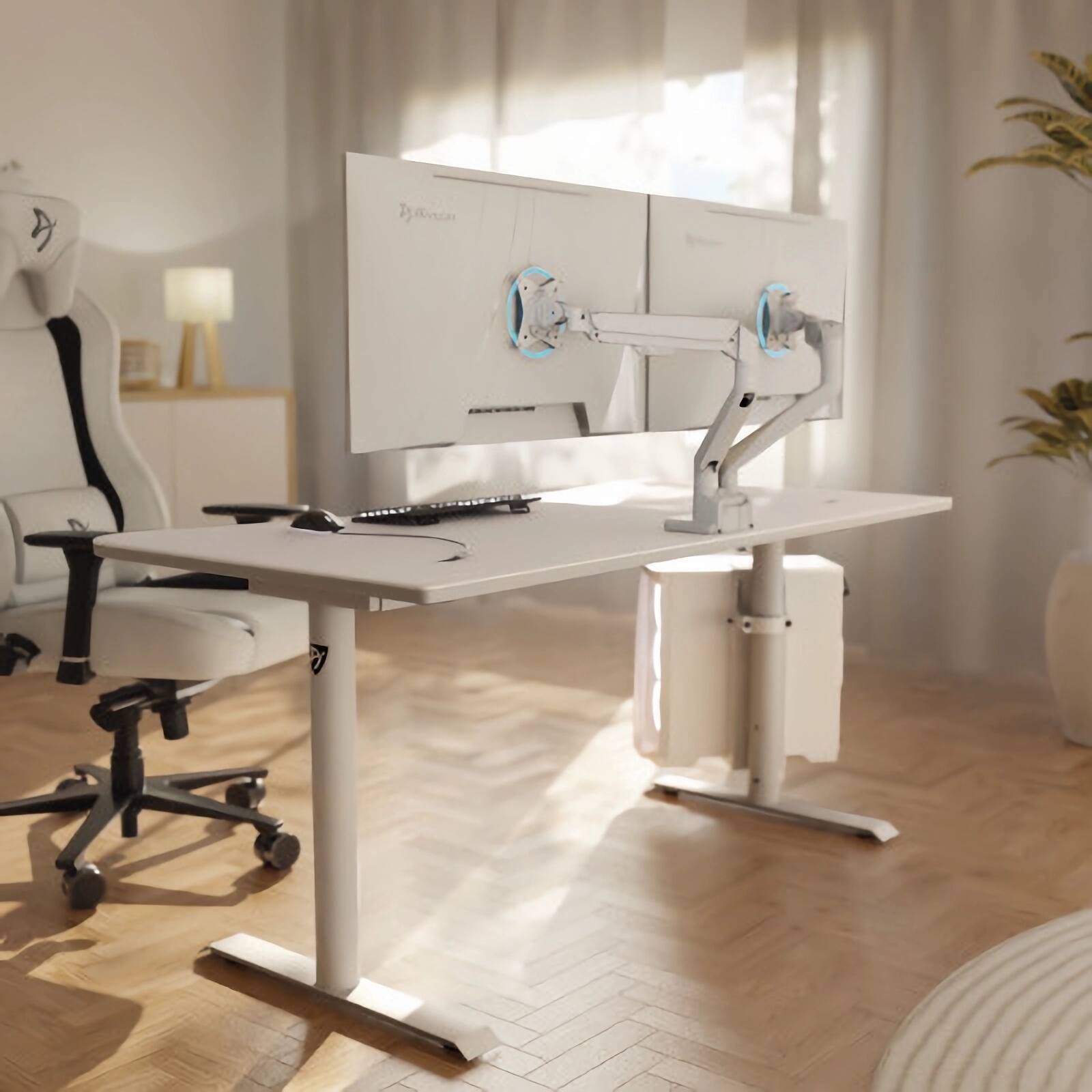 Back. Arozzi - Arozzi Alzare Neo Duo Gas Spring Dual Monitor Arm – Adjustable Dual Monitor Holder – White - White.