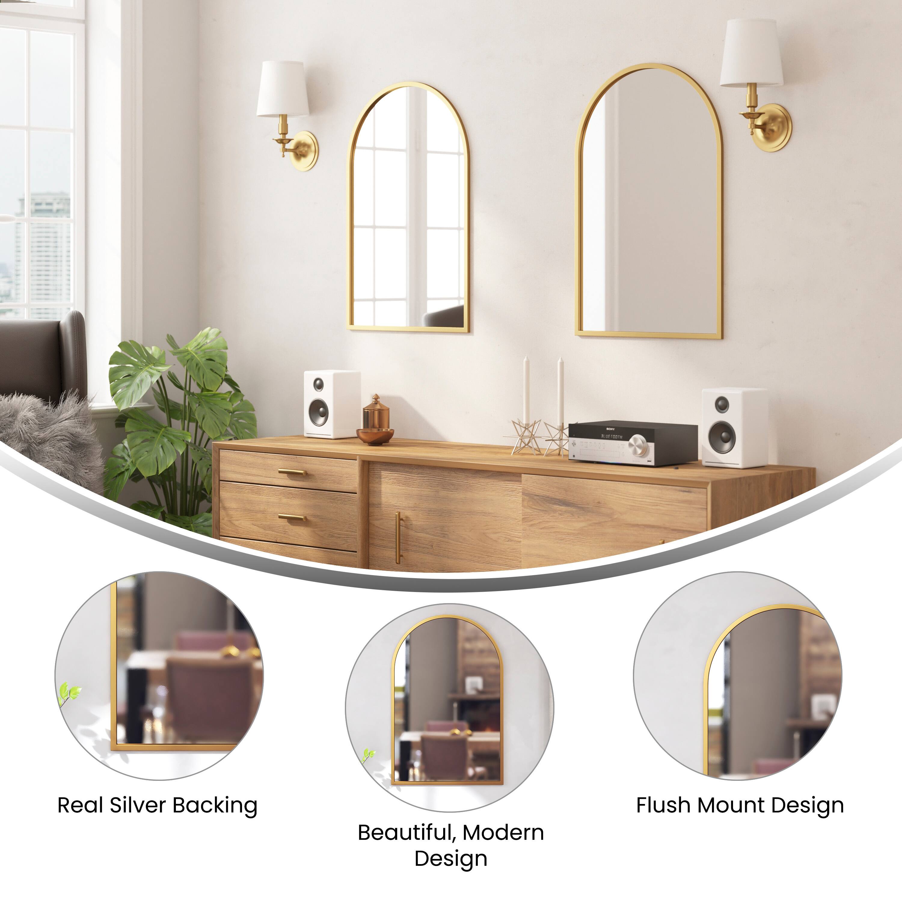 Real Silver Backing  
Beautiful, Modern Design  
Flush Mount Design