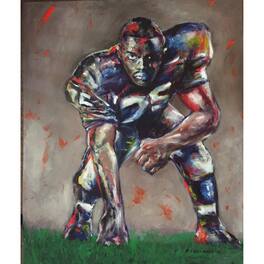 Deacon Jones Foundation - Los Angeles Rams "The Calm Before the Sack" Fine Art Canvas Print 30" x 36" by Artist Daniel Leeland Woodward - Multicolor