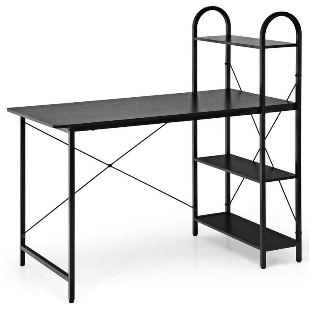 Left. Kadyn - 48-Inch Reversible Computer Desk with Storage Shelf-Black, Home Office Desks, Gaming Computer Desks for Study,Working - Black.