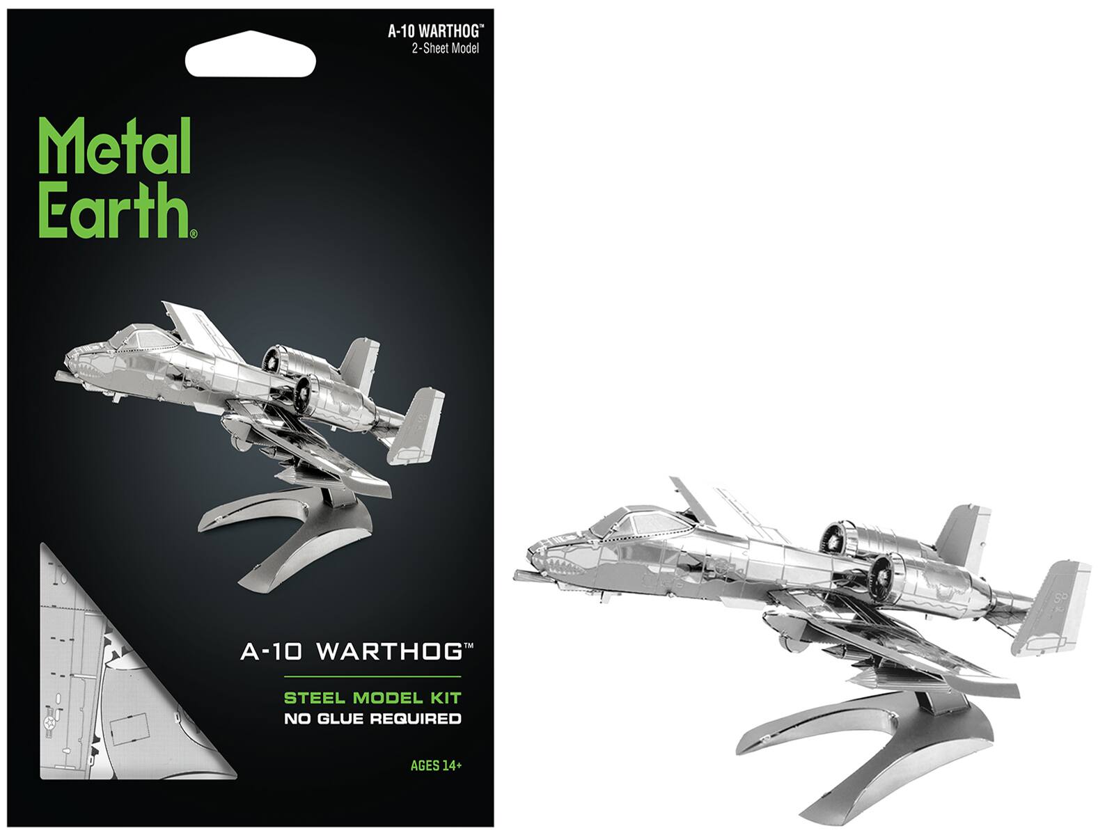 A-10 WARTHOG™  
2-Sheet Model  

Metal Earth™  

A-10 WARTHOG™  
STEEL MODEL KIT  
NO GLUE REQUIRED  
AGES 14+