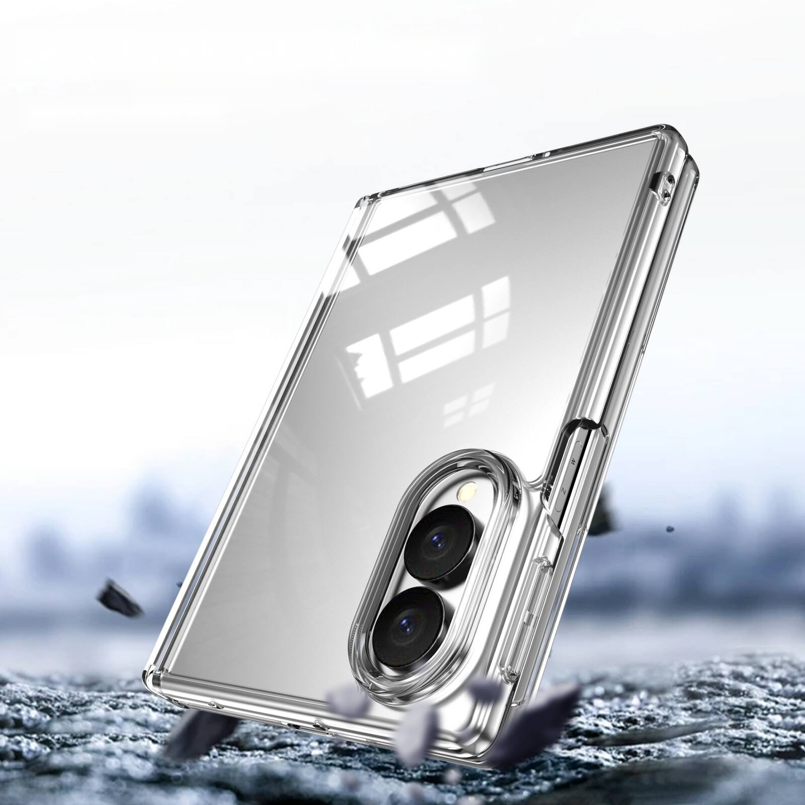 Alt View 2. Dteck - Shockproof Phone Case for Samsung Galaxy Z Fold8 with Screen Protector, Rugged Full Hinge Cover with Raised Camera Edge - Clear.