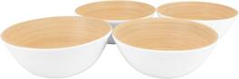 Lexa - Bamboo Salad Bowl Set, 8 Inch x 4 - White