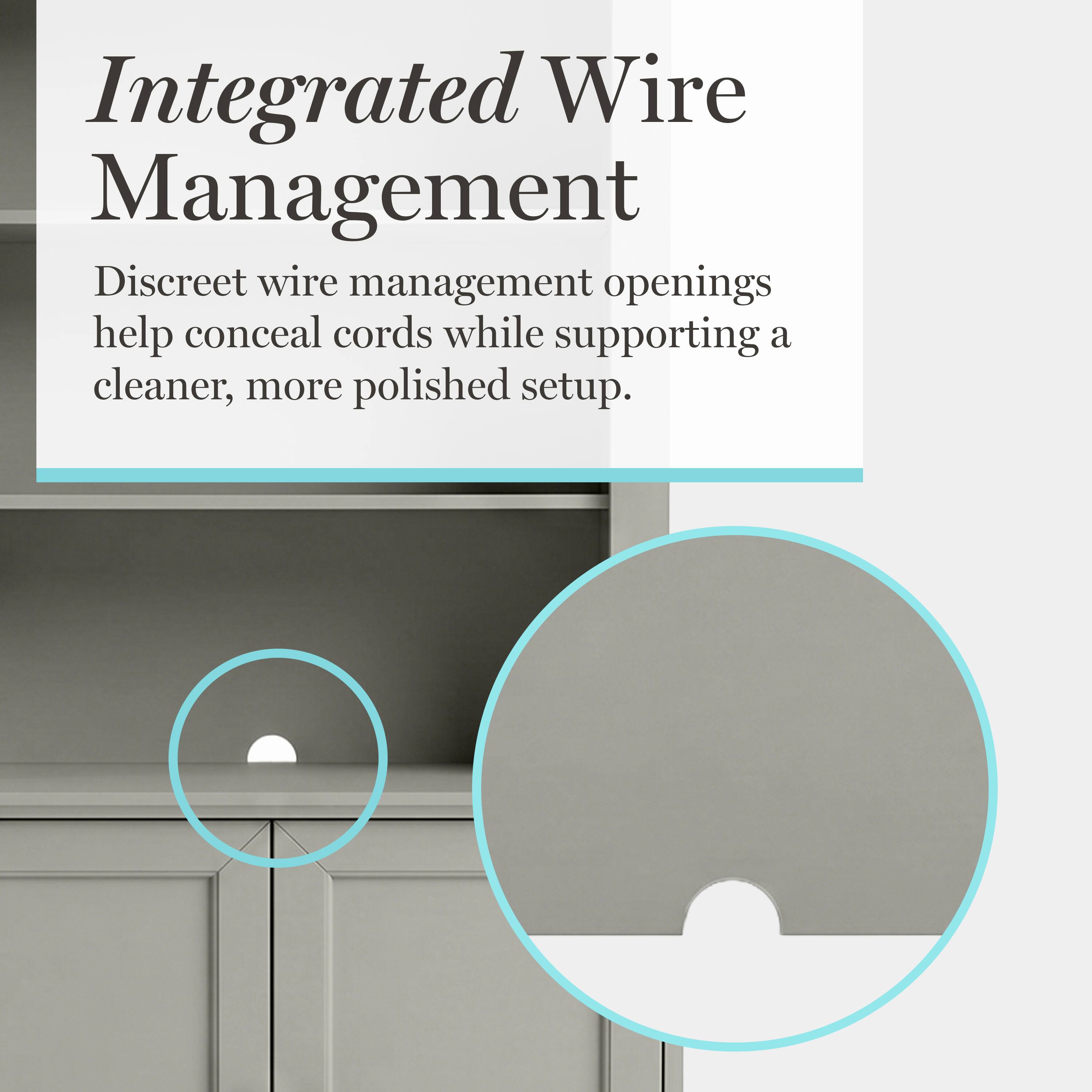 Integrated Wire Management

Discreet wire management openings help conceal cords while supporting a cleaner, more polished setup.