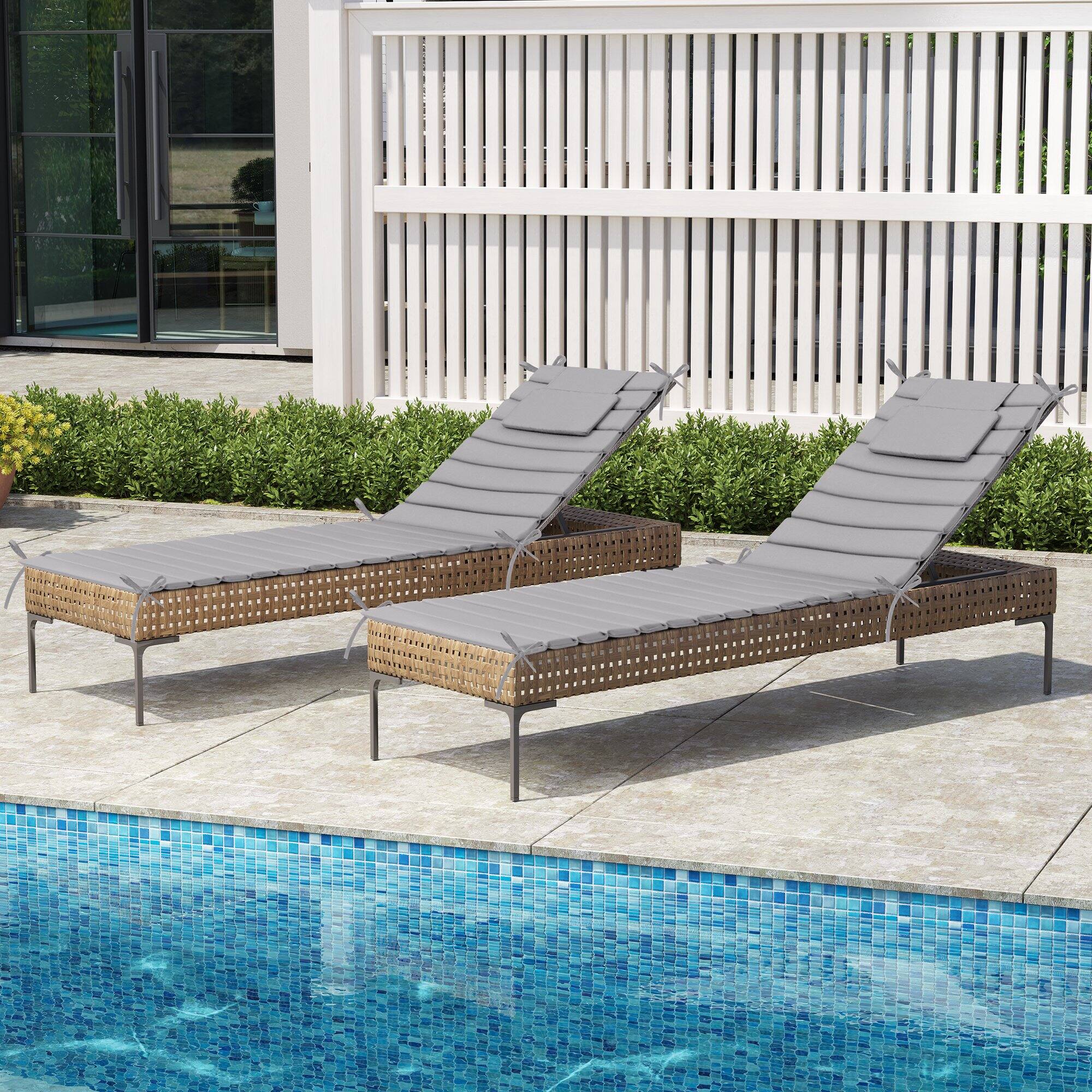 Angle. Crestlive Products - Crestlive Products Outdoor Patio Lounge Chair Cushion - Light gray.