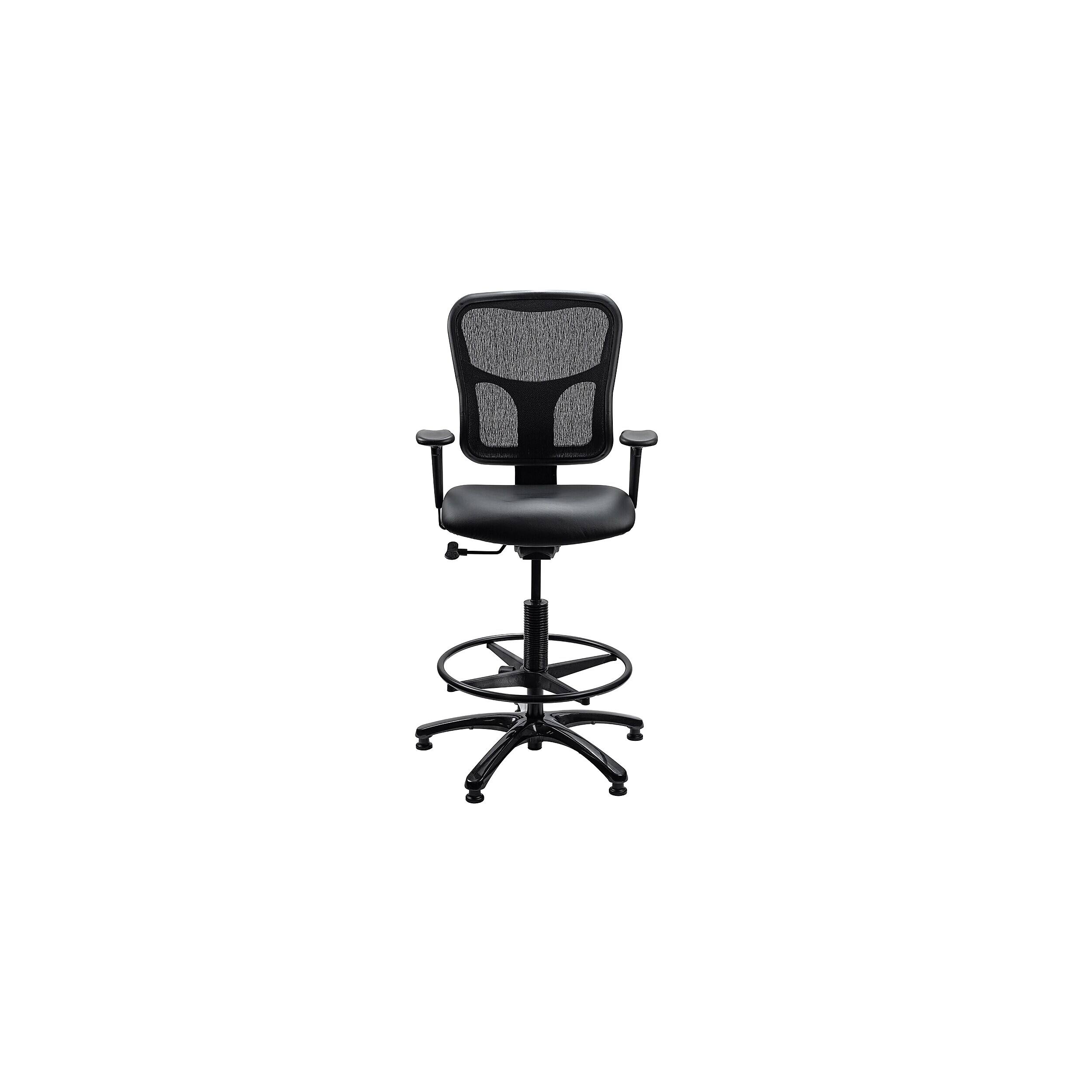 Alt View 1. Tempur-Pedic - Vinyl Drafting Chair with Backrest and Footrest with Lumbar Support, Black (TP8200-DBLKV) - Black.