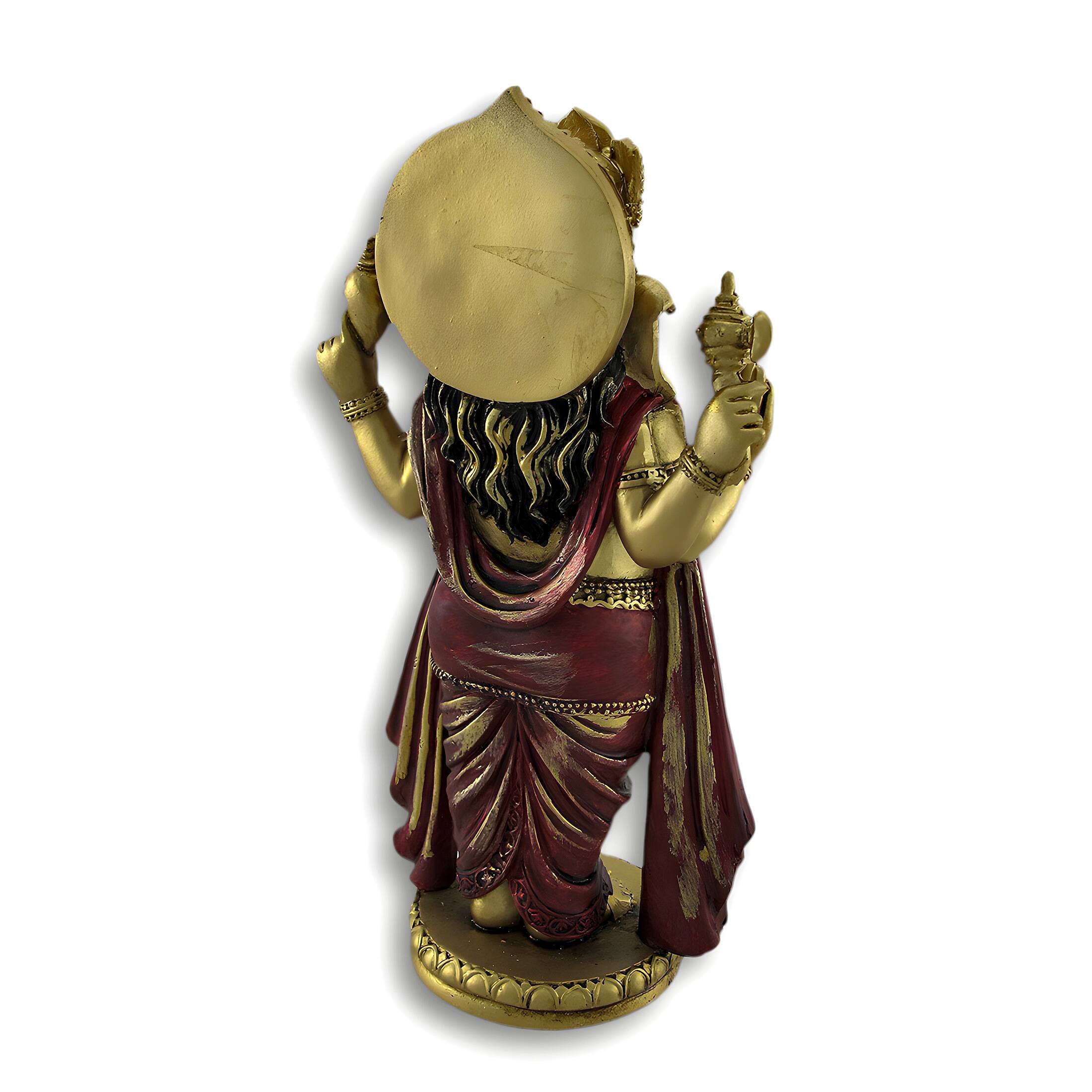 Alt View 2. Zeckos - Golden Ganesha Standing Hindu God Statue - Gold.
