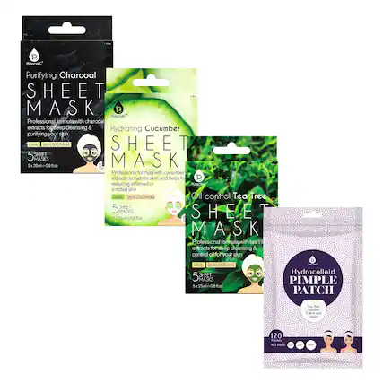 **Purifying Charcoal Sheet Mask**
Professional formula with charcoal extracts for deep cleansing & purifying your skin.
CARE SKIN SOOTHING
5 SHEET MASKS
5 x 25ml e 0.8 fl oz
**Hydrating Cucumber Sheet Mask**
Professional formula with cucumber extracts to hydrate skin and helps for reducing inflamed or irritated skin.
CARE SKIN SOOTHING
5 SHEET MASKS
5 x 25ml e 0.8 fl oz
**Oil control Tea Tree Sheet Mask**
Professional formula with tea tree extracts for deep cleansing & control oil for your skin.
CARE SKIN SOOTHING
5 SHEET MASKS
5 x 25ml e 0.8 fl oz
**Hydrocolloid Pimple Patch**
Tea Tree Calms and Heals
120 patches
In 3 sizes