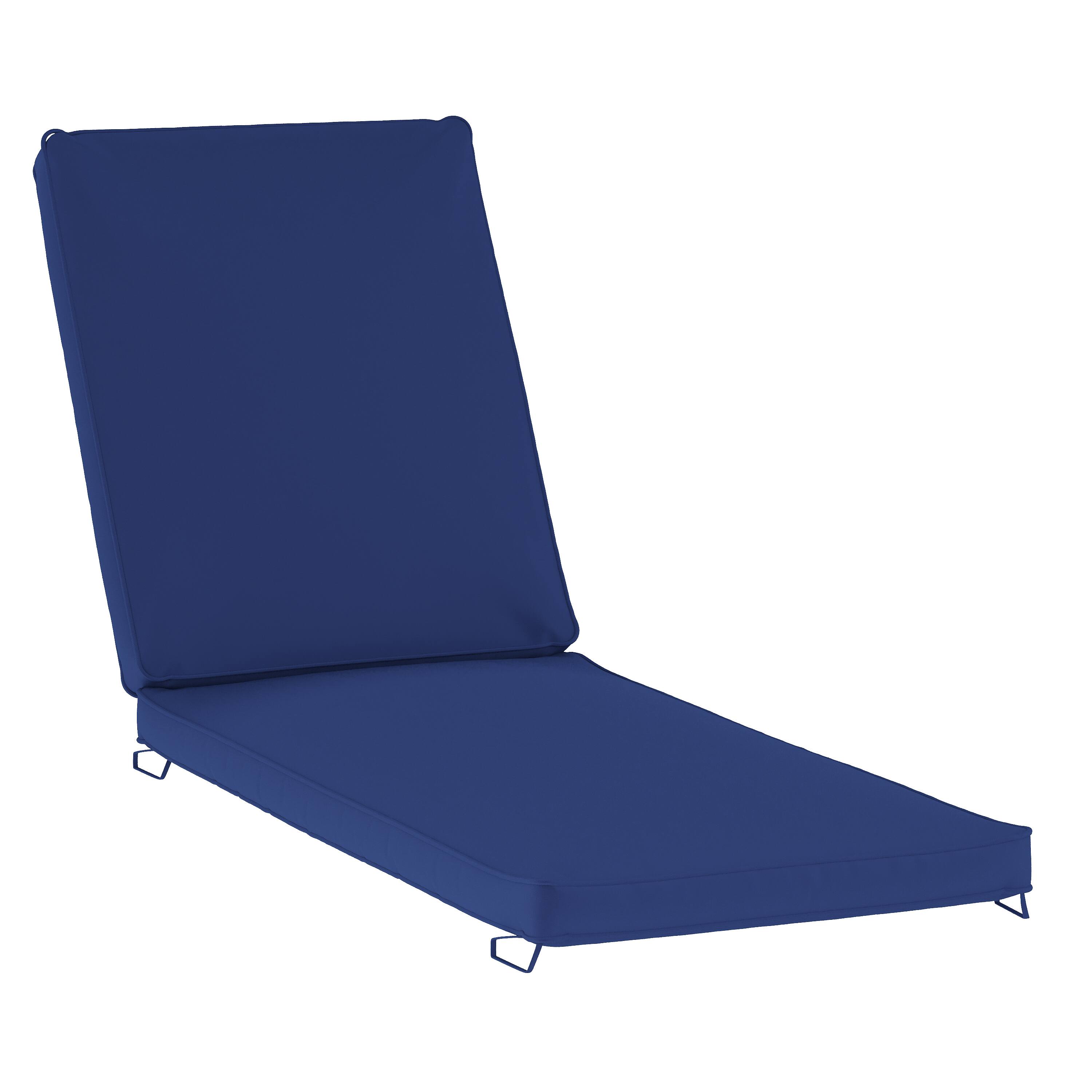 Front. Emma + Oliver - Kavala Outdoor Water-Resistant Chaise Lounge Patio Cushion - Navy.