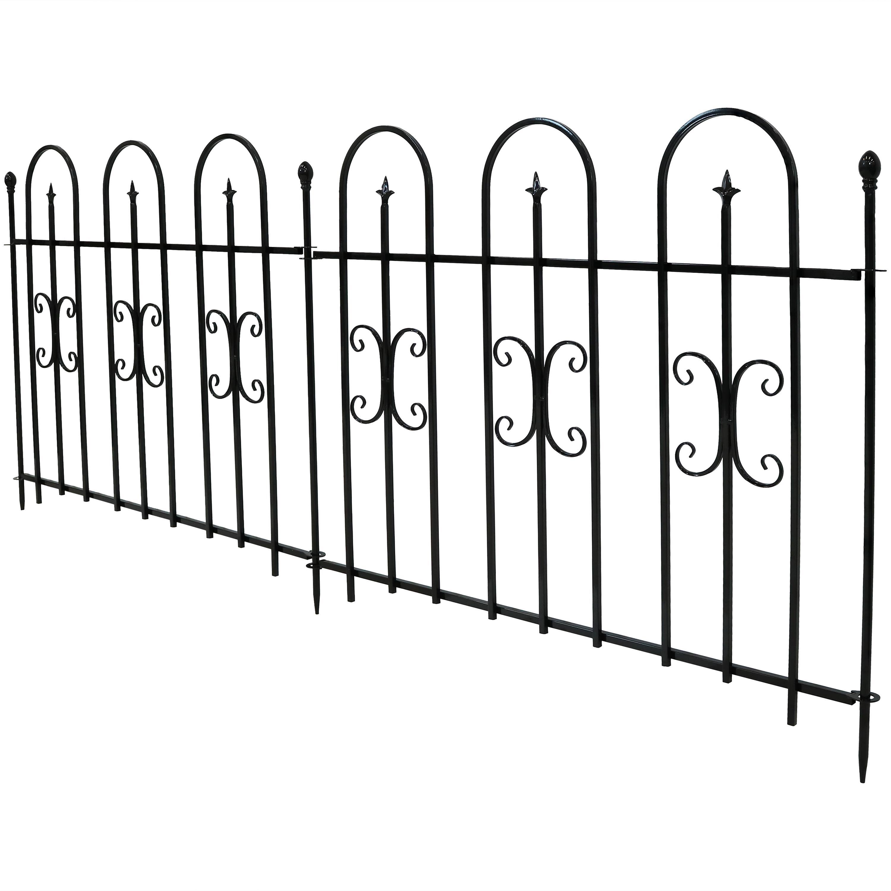 Alt View 10. Sunnydaze - 2-Piece Decorative Finial Garden Landscape Fencing - 8 ft - Black.