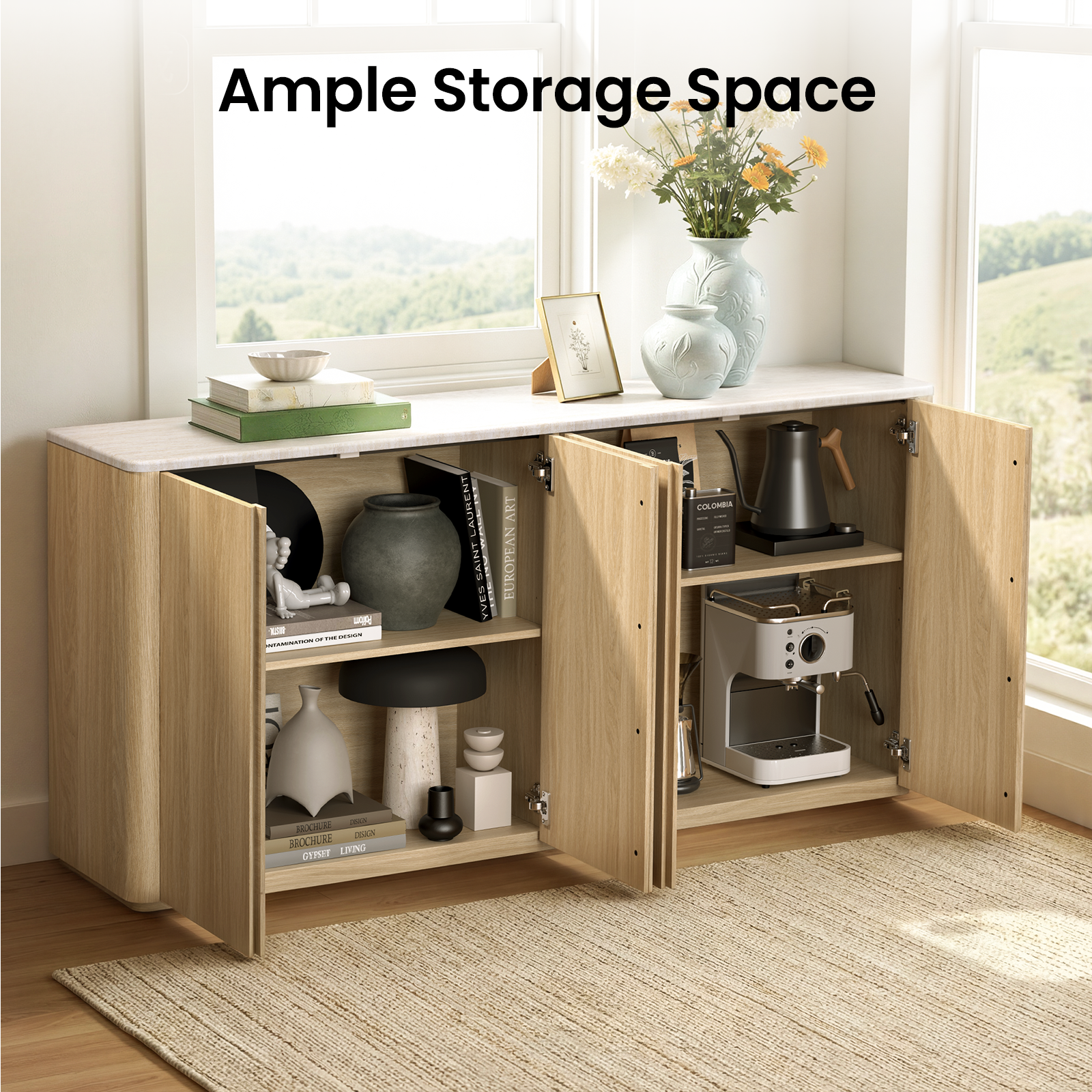 Ample Storage Space

LAURENT V YVES SAINT EAINT VY

ART EUROPEAN COLOMBA

EDKN BEOCHURE LEVING CITSIT
