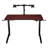 OSP Home Furnishings - Arena 1337 Battlestation Gaming Desk - Red Carbon Fiber/Black - Front_Zoom