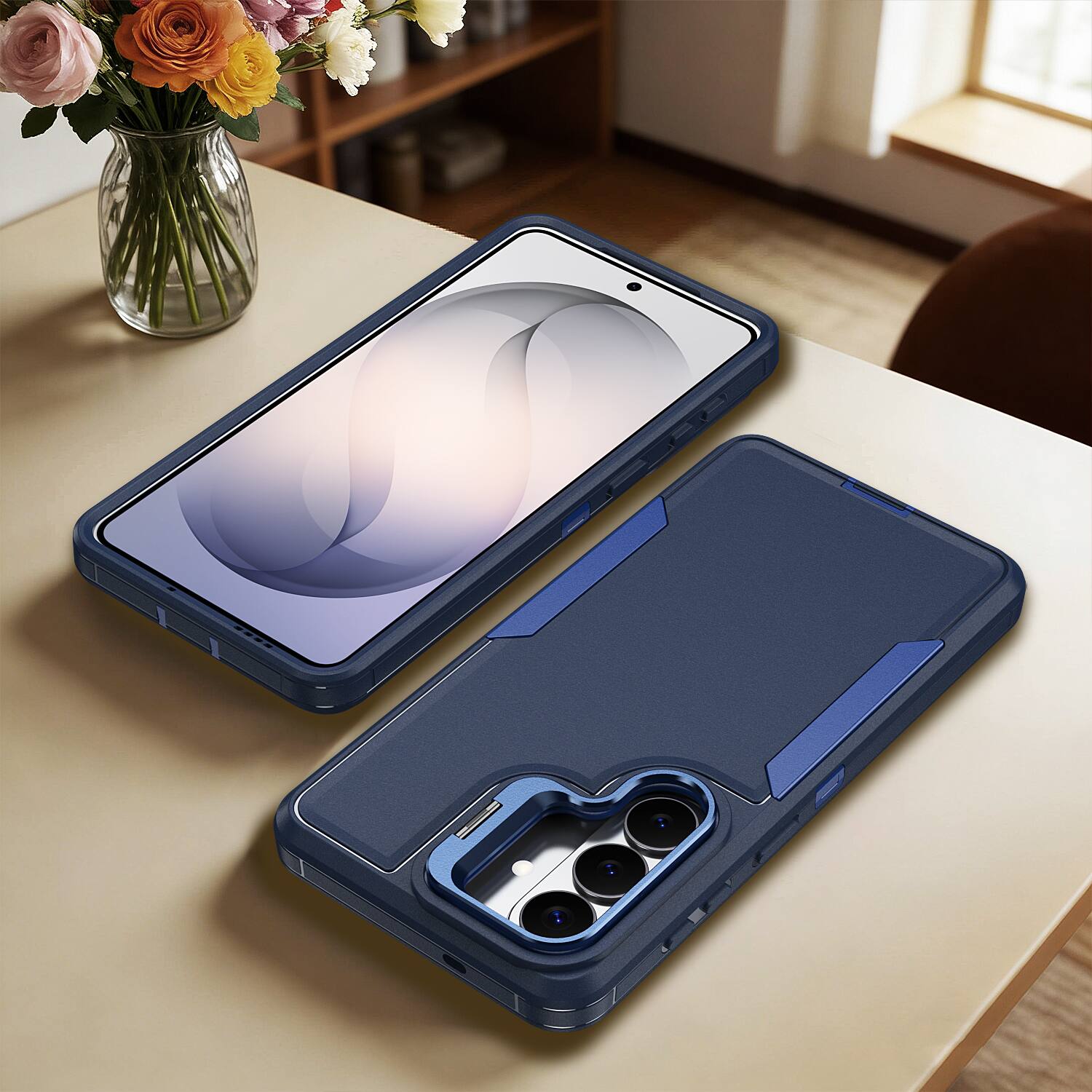 Alt View 4. Dteck - For Samsung Galaxy A37 5G/A36 5G/A56 Rugged Case, Heavy Duty Dual Layer Shockproof Lens Kickstand Drop Protection Cover - Blue.