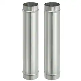 Unique Bargains - 4 x 20 Inch Round Dryer Duct, 2pcs Galvanized Steel Crimped Straight Air Vent Duct Extension Coupler Pipe Adapter - Silver