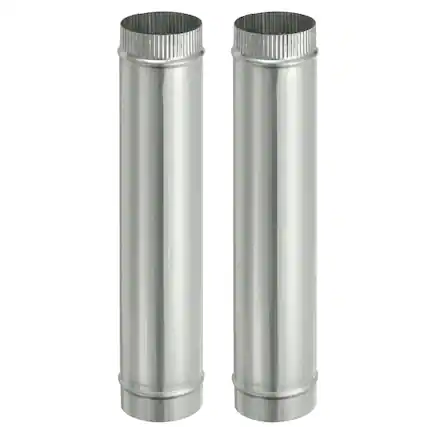 Front. Unique Bargains - 4 x 20 Inch Round Dryer Duct, 2pcs Galvanized Steel Crimped Straight Air Vent Duct Extension Coupler Pipe Adapter - Silver.