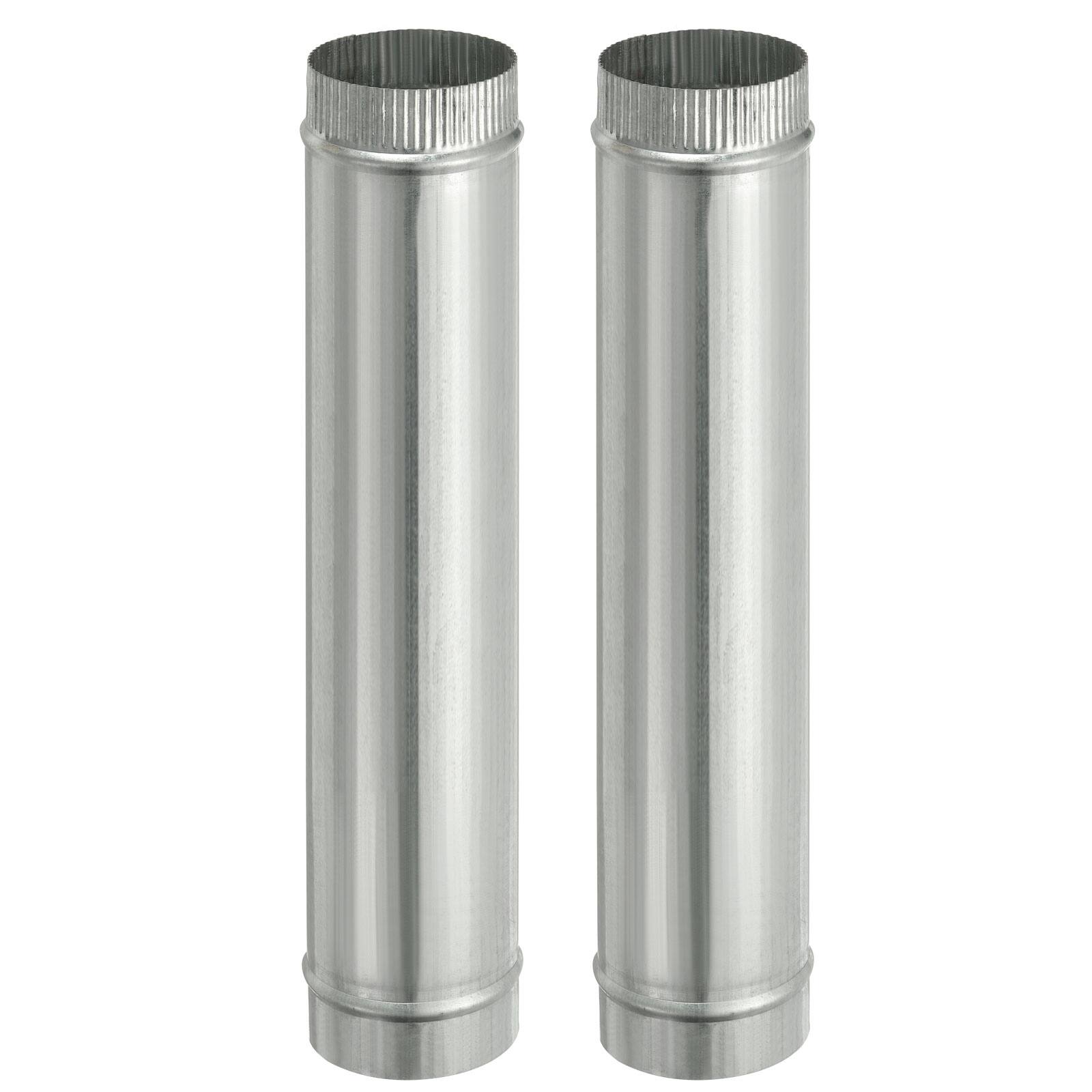 Front. Unique Bargains - 4 x 20 Inch Round Dryer Duct, 2pcs Galvanized Steel Crimped Straight Air Vent Duct Extension Coupler Pipe Adapter - Silver.